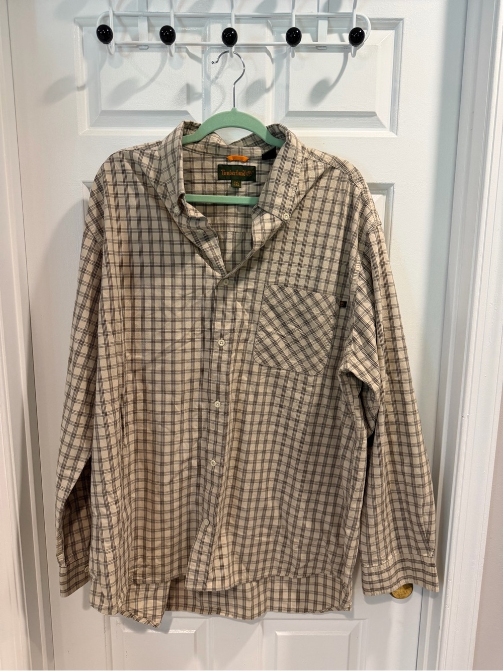 Timberland Beige &  Brown Plaid Button-Down Shirt Sz XXL